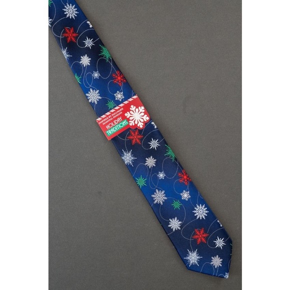 HOLIDAY TRADITIONS men’s snowflakes holiday winter Christmas pattern tie NWT - Picture 1 of 4